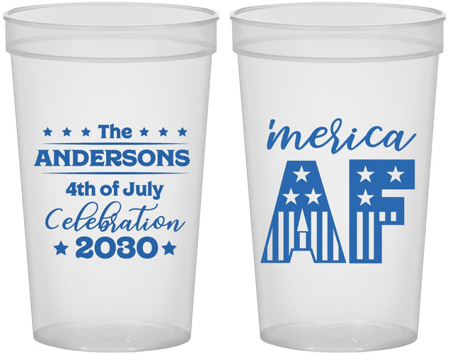 Custom 4th Of July 22 oz Translucent Cups - Merica Af | 220041