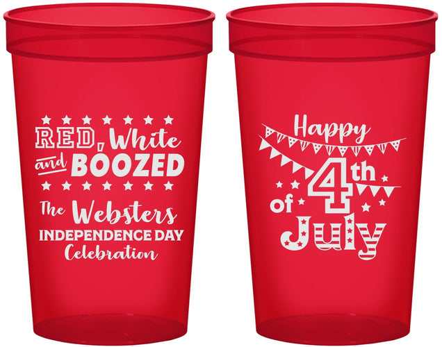 Custom 4th Of July 22 oz Translucent Cups - Red White Booze | 220042