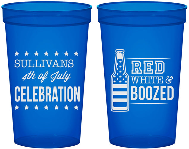 Custom 4th Of July 22 oz Translucent Cups - Red White Booze | 220043