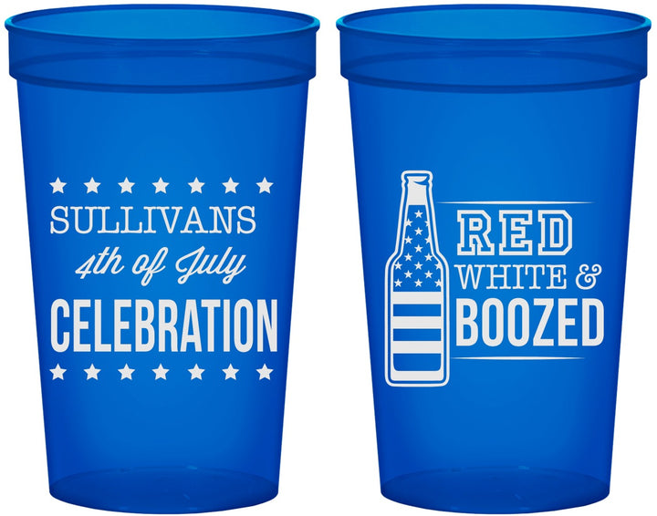Custom 4th Of July 22 oz Translucent Cups - Red White Booze | 220043