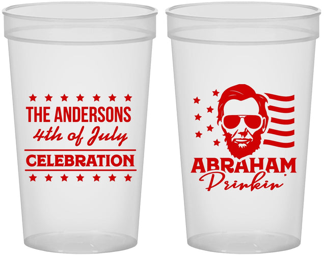 Custom 4th Of July 22 oz Translucent Cups - Abraham Drinkin | 220044