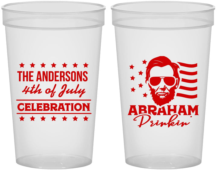 Custom 4th Of July 22 oz Translucent Cups - Abraham Drinkin | 220044