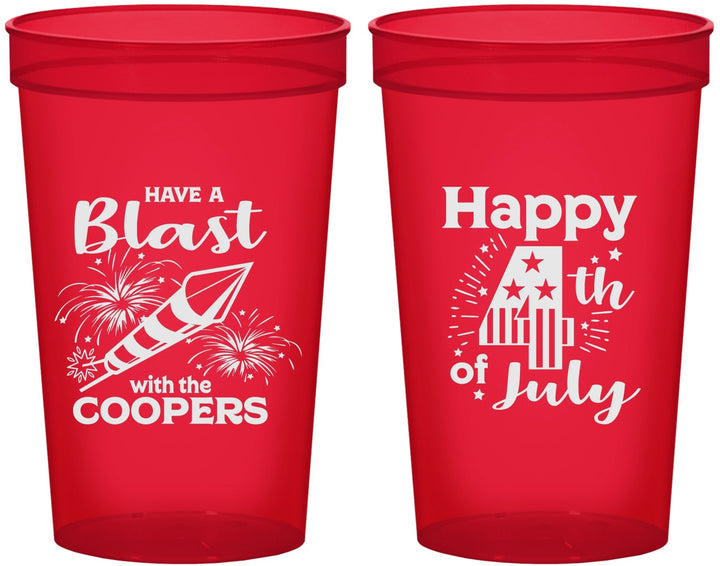 Custom 4th Of July 22 oz Translucent Cups - Fireworks | 220046