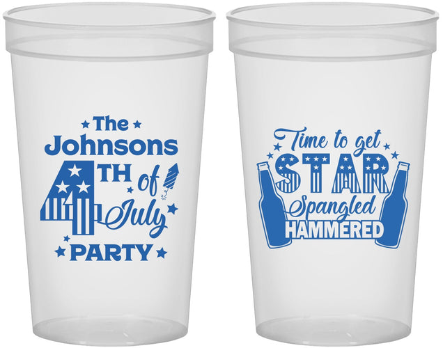 Custom 4th Of July 22 oz Translucent Cups - Star Spangled Hammered | 220049