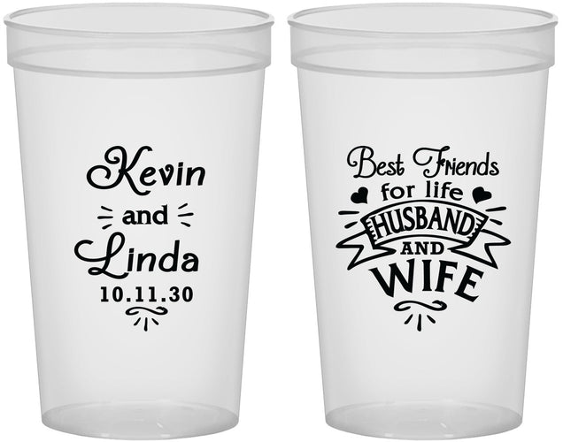 Custom Wedding 22 oz Translucent Cups - Best Friends | 221