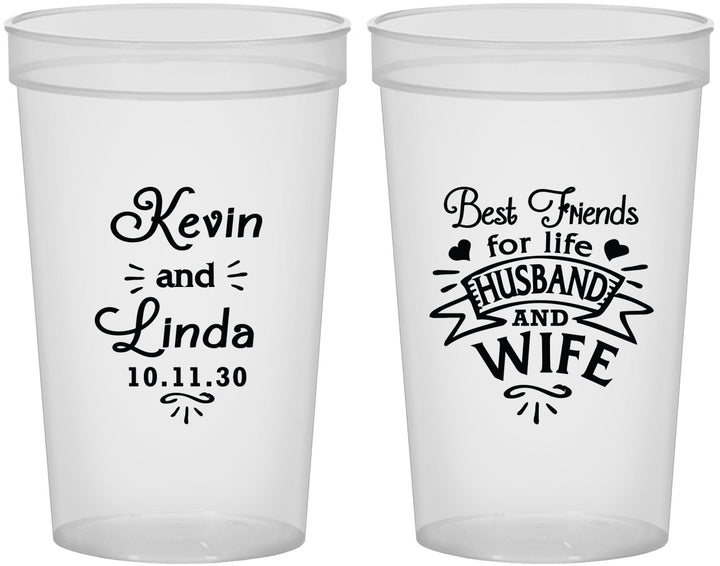 Custom Wedding 22 oz Translucent Cups - Best Friends | 221