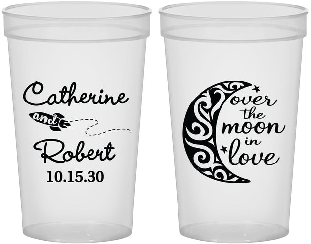 Custom Wedding 22 oz Translucent Cups - Over The Moon In Love | 224