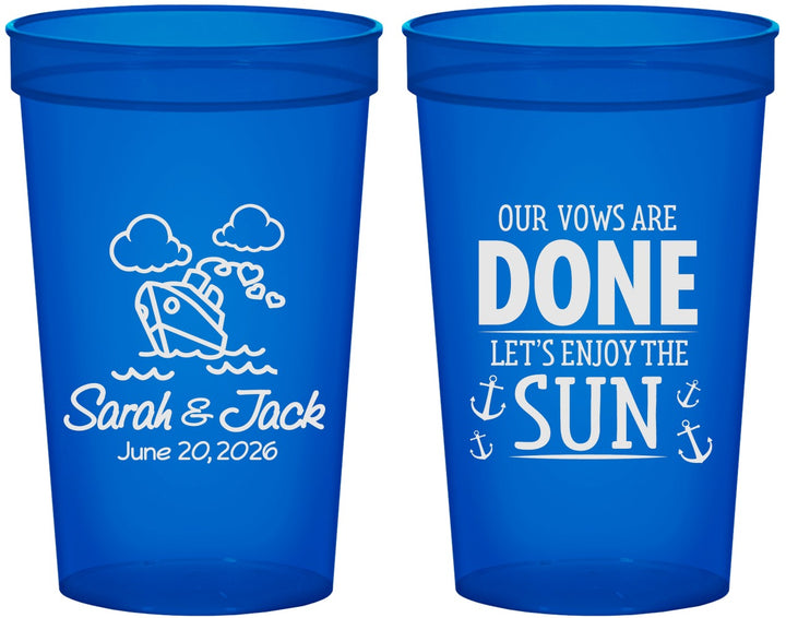 Custom Wedding 22 oz Translucent Cups - Vows Are Done Cruise | 229