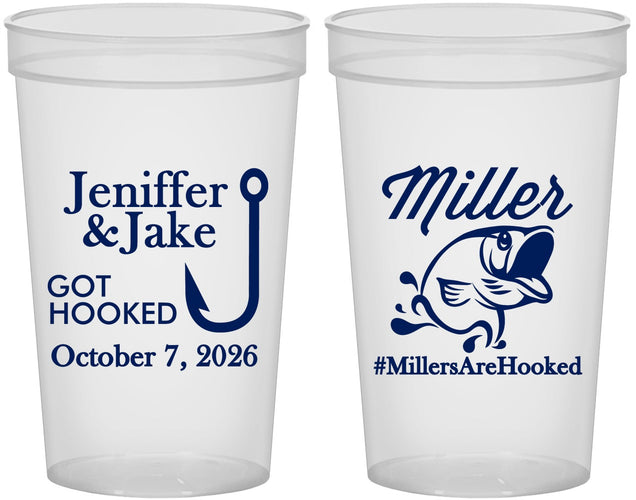 Custom Wedding 22 oz Translucent Cups - Got Hook Fish | 230