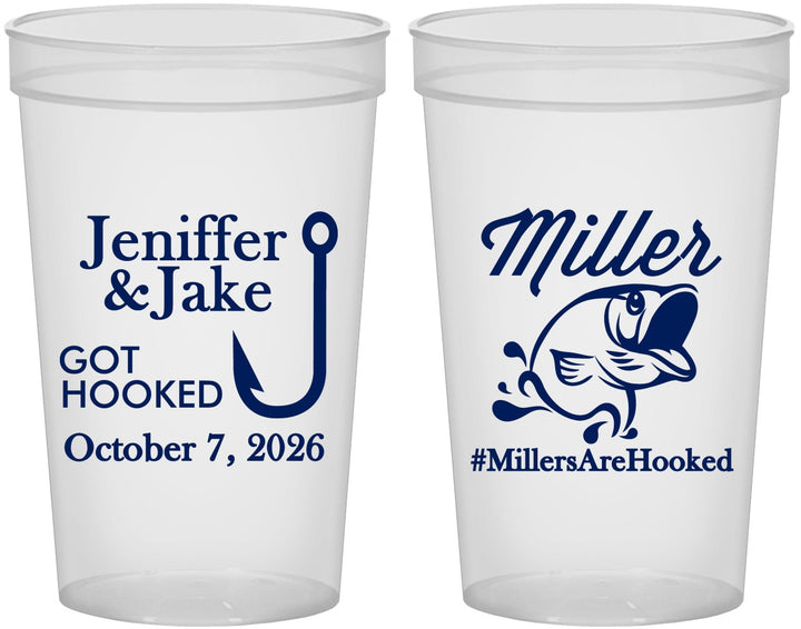 Custom Wedding 22 oz Translucent Cups - Got Hook Fish | 230