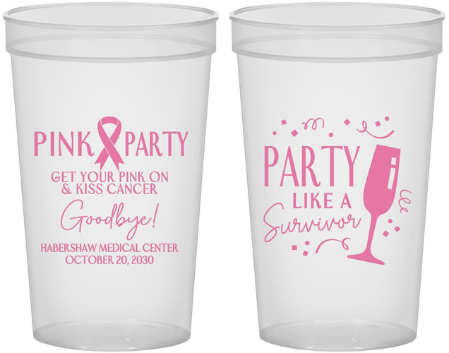 Custom Awareness 22 oz Translucent Cups - Pink Party | 230000