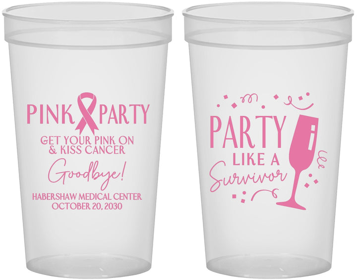 Custom Awareness 22 oz Translucent Cups - Pink Party | 230000