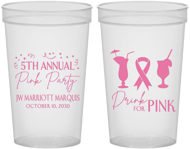 Custom Awareness 22 oz Translucent Cups - Drink For Pink | 230001