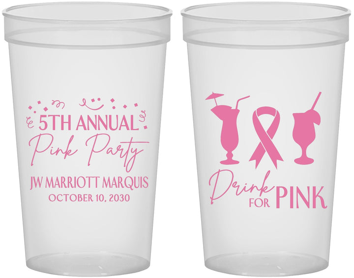 Custom Awareness 22 oz Translucent Cups - Drink For Pink | 230001
