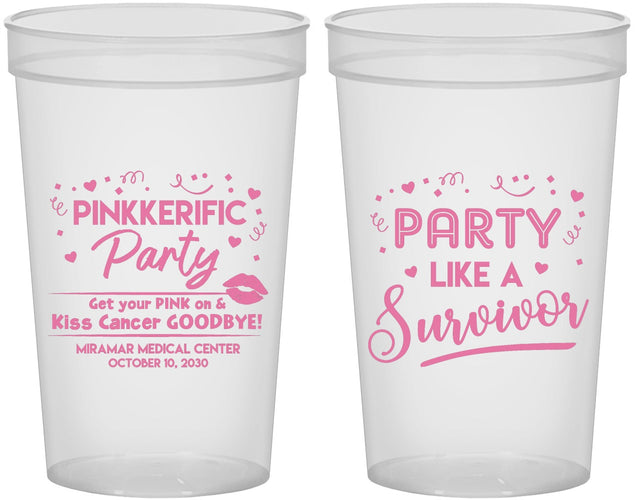 Custom Awareness 22 oz Translucent Cups - Party Like A Survivor | 230003