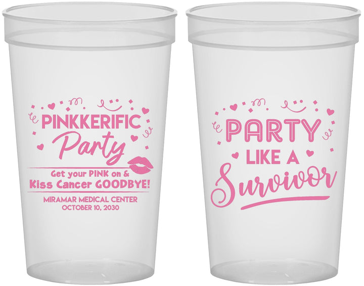 Custom Awareness 22 oz Translucent Cups - Party Like A Survivor | 230003