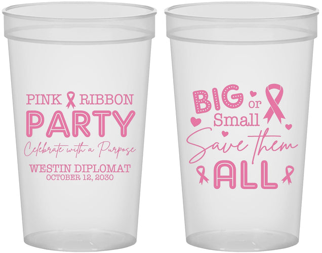 Custom Awareness 22 oz Translucent Cups - Pink Ribbon | 230004