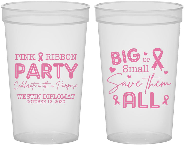 Custom Awareness 22 oz Translucent Cups - Pink Ribbon | 230004