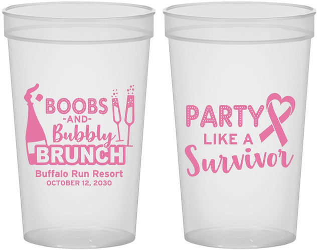 Custom Awareness 22 oz Translucent Cups - Party Like A Survivor | 230006