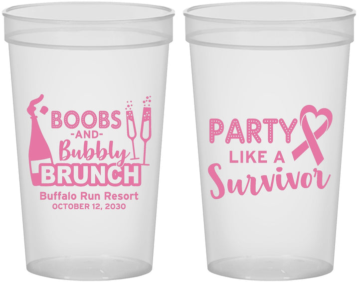 Custom Awareness 22 oz Translucent Cups - Party Like A Survivor | 230006