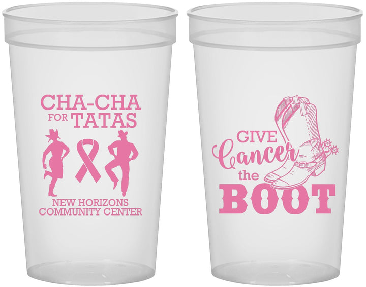 Custom Awareness 22 oz Translucent Cups - Give Cancer A Boot | 230011
