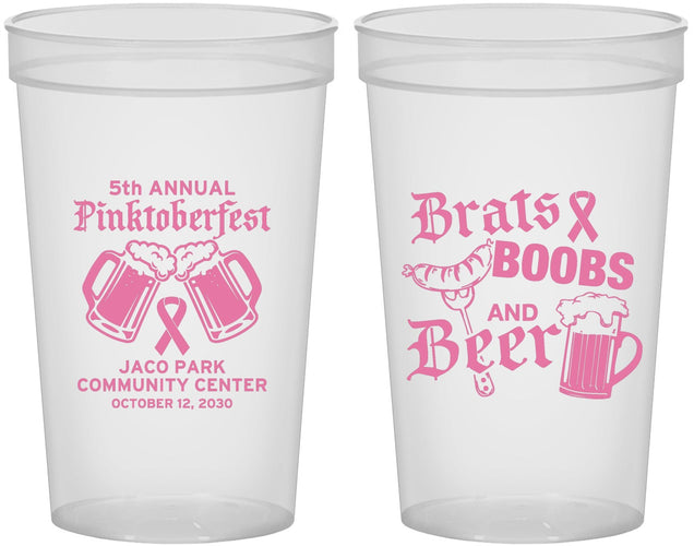 Custom Awareness 22 oz Translucent Cups - Brats Boobs Beer | 230012
