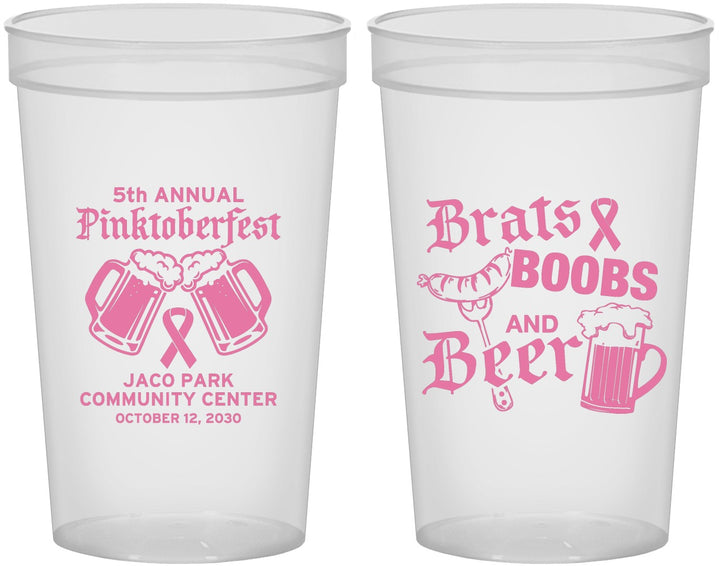 Custom Awareness 22 oz Translucent Cups - Brats Boobs Beer | 230012