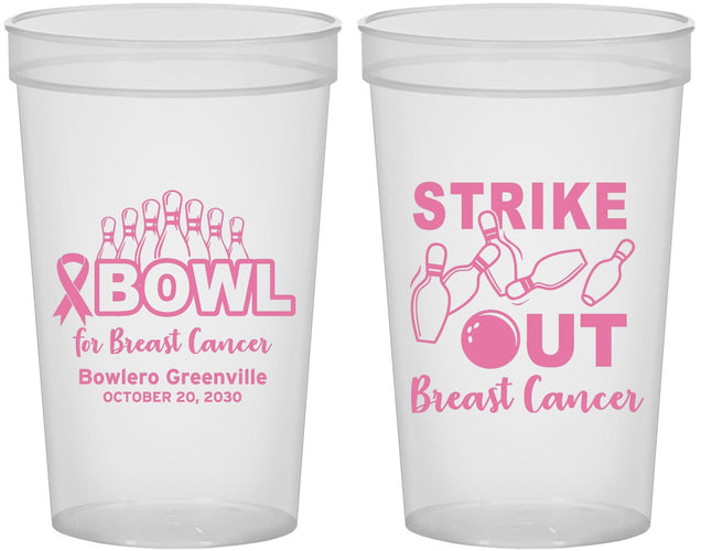 Custom Awareness 22 oz Translucent Cups - Bowling Strike Out | 230015