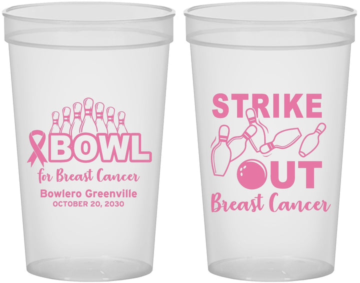 Custom Awareness 22 oz Translucent Cups - Bowling Strike Out | 230015