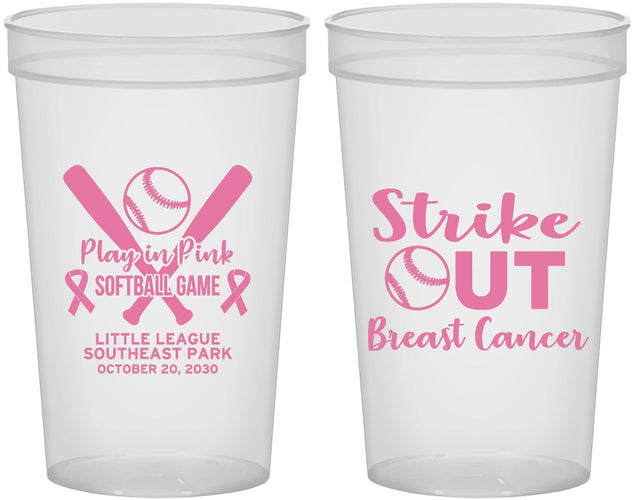 Custom Awareness 22 oz Translucent Cups - Baseball Strick Out | 230016