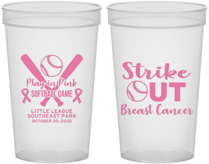 Custom Awareness 22 oz Translucent Cups - Baseball Strick Out | 230016