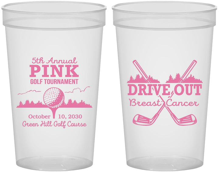 Custom Awareness 22 oz Translucent Cups - Gold Drive Out | 230017