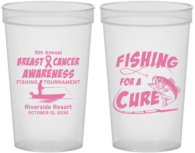 Custom Awareness 22 oz Translucent Cups - Fishing For A Cure | 230018