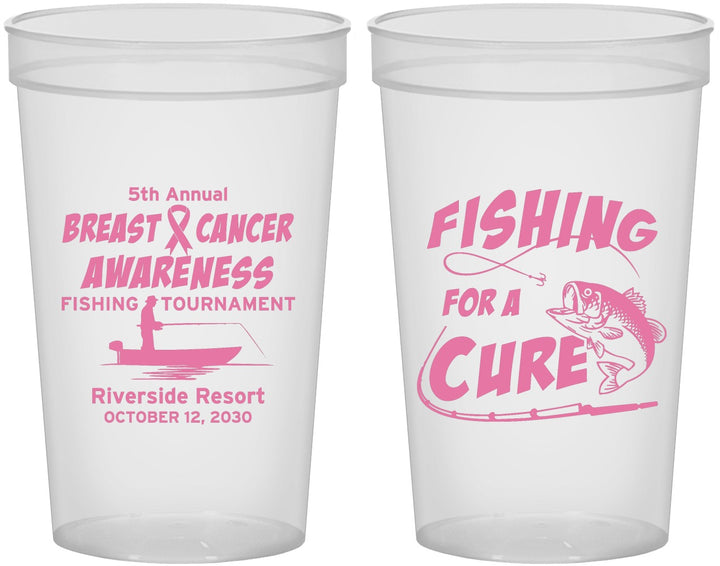 Custom Awareness 22 oz Translucent Cups - Fishing For A Cure | 230018
