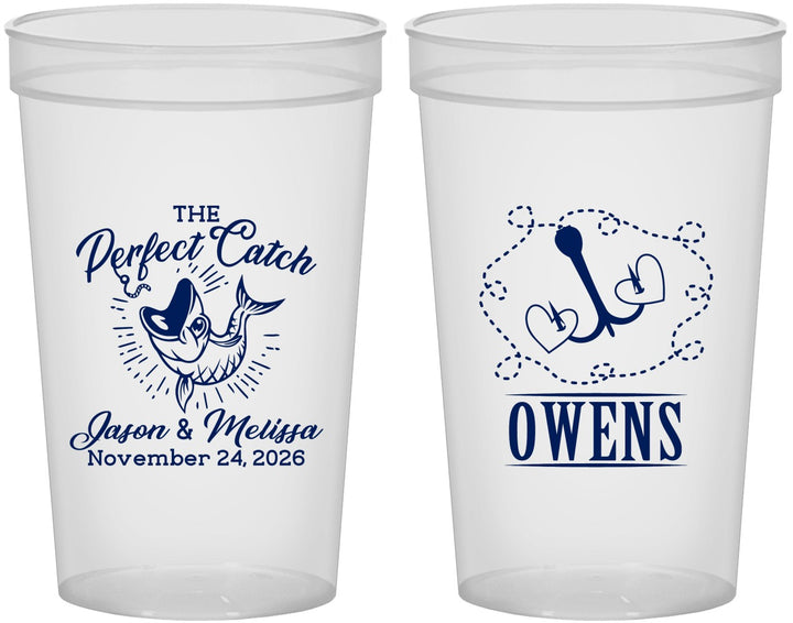 Custom Wedding 22 oz Translucent Cups - The Perfect Catch | 232