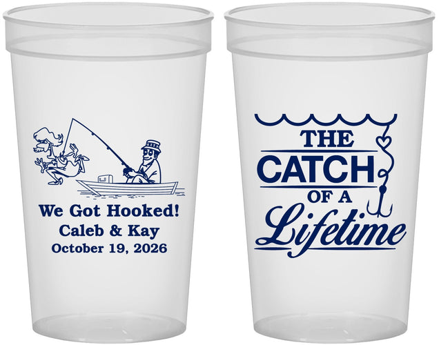 Custom Wedding 22 oz Translucent Cups - Catch Of A Lifetime | 234