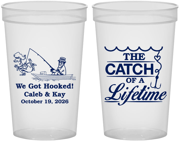 Custom Wedding 22 oz Translucent Cups - Catch Of A Lifetime | 234