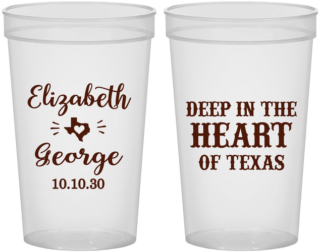 Custom Wedding 22 oz Translucent Cups - Deep In The Heart Of Texas | 237