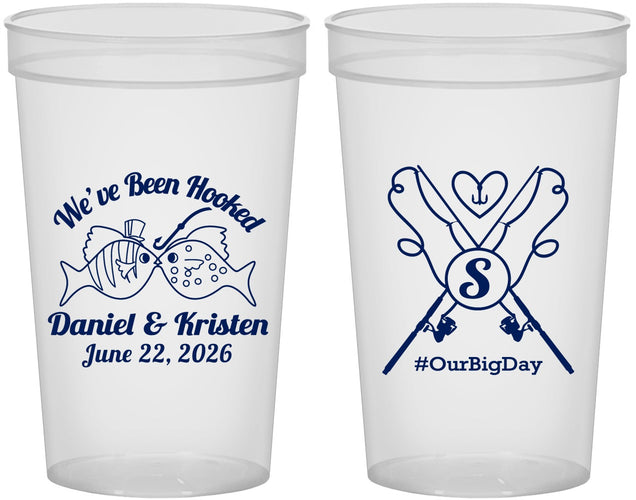 Custom Wedding 22 oz Translucent Cups - Been Hooked Fishing | 238