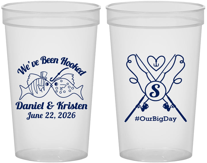 Custom Wedding 22 oz Translucent Cups - Been Hooked Fishing | 238