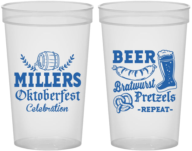 Custom Oktoberfest 22 oz Translucent Cups - Bratwurst Pretzels | 240007
