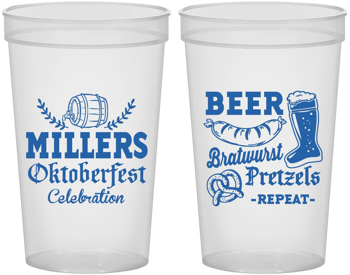 Custom Oktoberfest 22 oz Translucent Cups - Bratwurst Pretzels | 240007