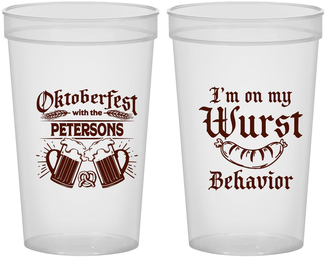 Custom Oktoberfest 22 oz Translucent Cups - Wurst Behavior | 240010