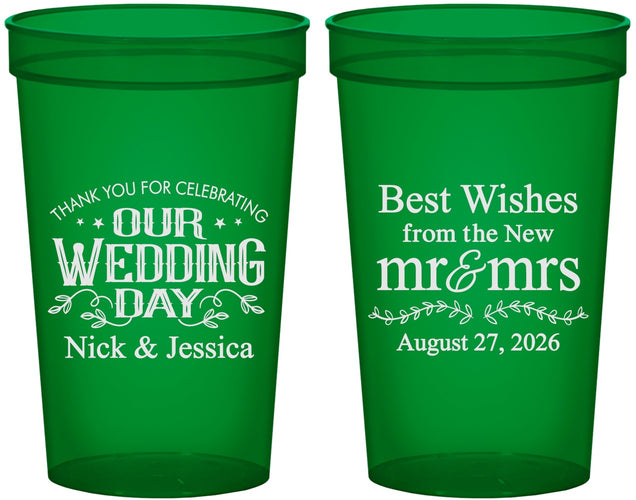 Custom Wedding 22 oz Translucent Cups - Best Wishes Mr And Mrs | 242