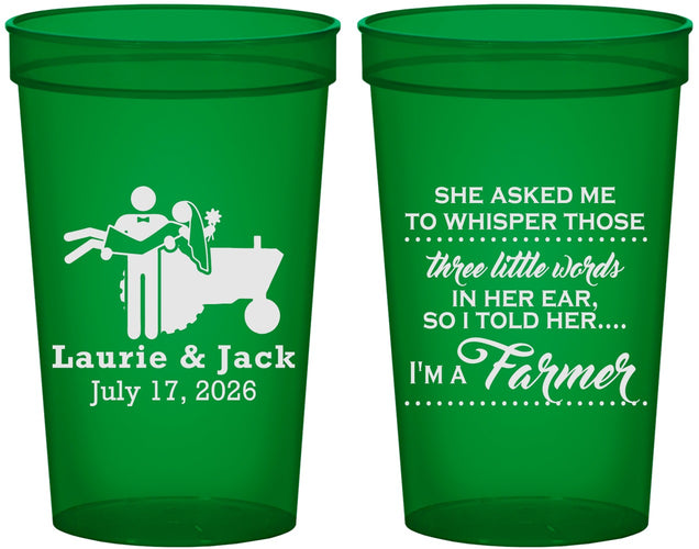 Custom Wedding 22 oz Translucent Cups - Farmer Tractor | 244