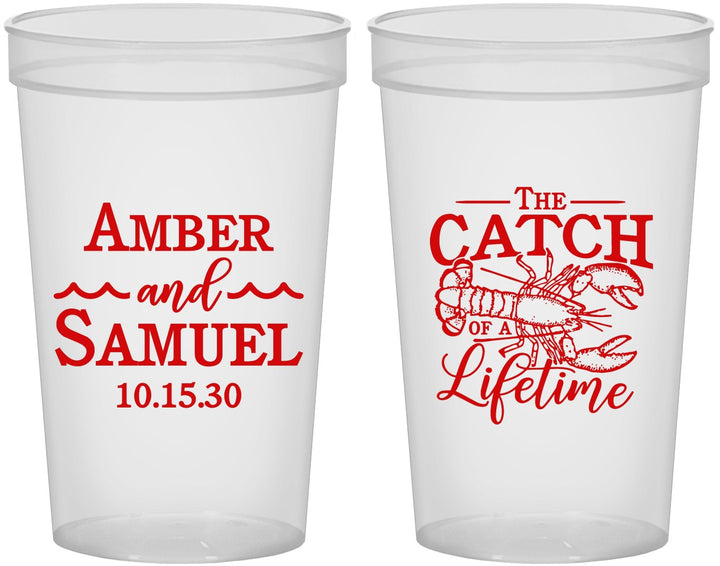 Custom Wedding 22 oz Translucent Cups - Catch Of A Lifetime Lobster | 245