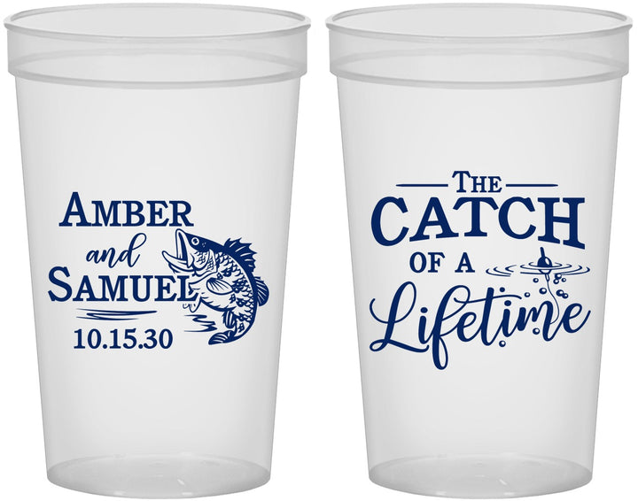 Custom Wedding 22 oz Translucent Cups - Catch Of A Lifetime Fish | 246