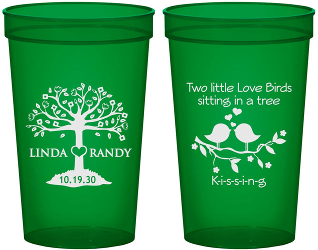 Custom Wedding 22 oz Translucent Cups - Two Little Love Birds | 249