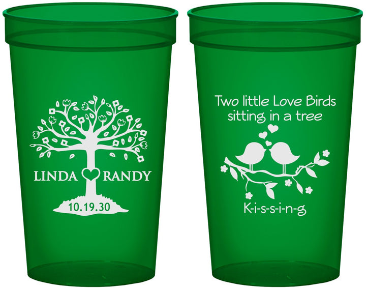 Custom Wedding 22 oz Translucent Cups - Two Little Love Birds | 249