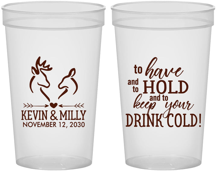 Custom Wedding 22 oz Translucent Cups - To Have And To Hold | 250